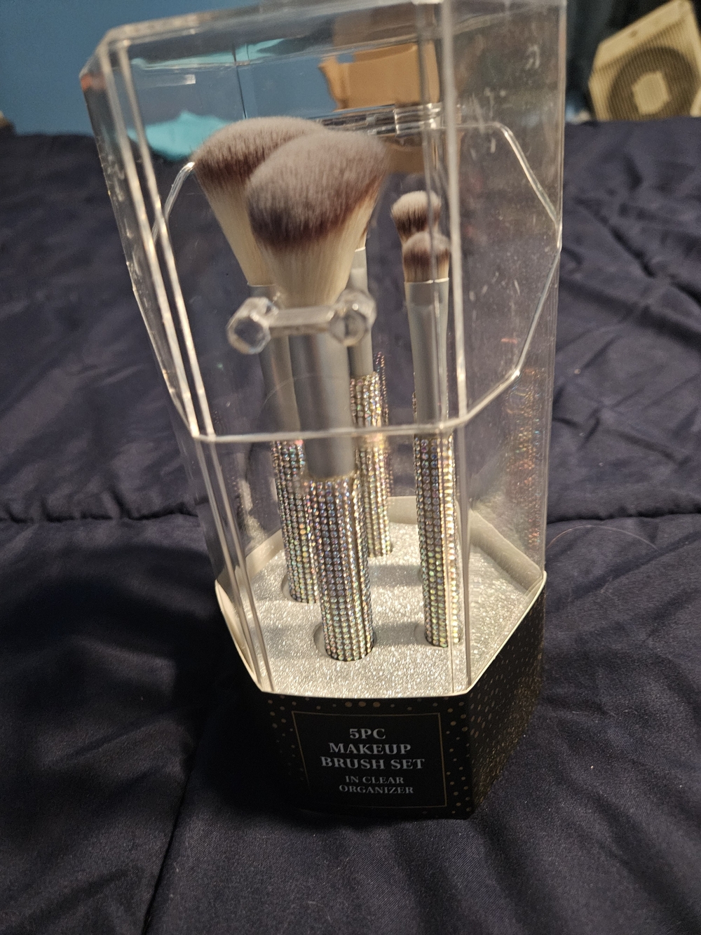 Source Unknown Silver Rhinestone 5-Piece Makeup Brush Set